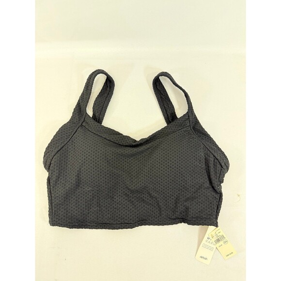 Aerie Swim Top Black NWT Size Medium Textured TOP ONLY - Picture 1 of 4